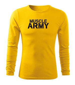 DRAGOWA Fit-T langärmliges T-Shirt muscle army, gelb 160g/m2