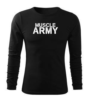 DRAGOWA Fit-T langärmliges T-Shirt muscle army, schwarz 160g/m2