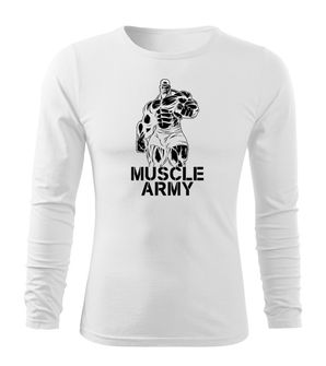 DRAGOWA Fit-T langärmliges T-Shirt muscle army man, weiß 160g/m2