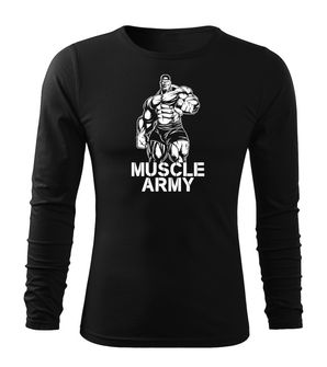 DRAGOWA Fit-T langärmliges T-Shirt muscle army man, schwarz 160g/m2