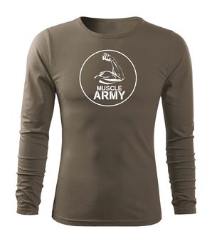 DRAGOWA Fit-T langärmliges T-Shirt muscle army biceps, olivgrün 160g/m2