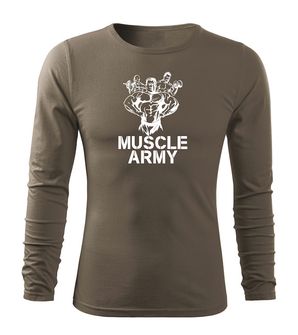 DRAGOWA Fit-T langärmliges T-Shirt muscle army team, olivgrün 160g/m2