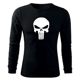 DRAGOWA Fit-T langärmliges T-Shirt punisher, schwarz 160g/m2