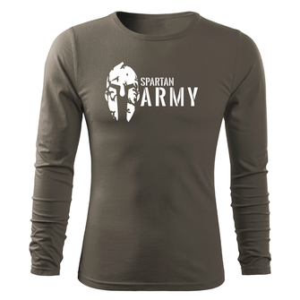 DRAGOWA Fit-T langärmliges T-Shirt spartan army, olivgrün 160g/m2