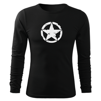 DRAGOWA Fit-T langärmliges T-Shirt star, schwarz 160g/m2