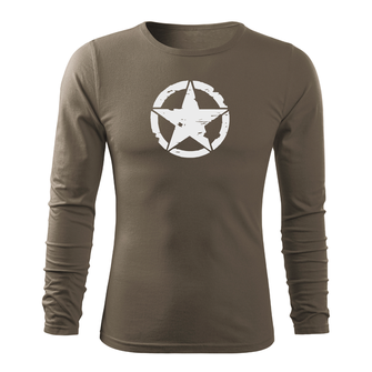 DRAGOWA Fit-T langärmliges T-Shirt star, olivgrün 160g/m2