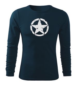 DRAGOWA Fit-T langärmliges T-Shirt star, dunkelblau 160g/m2