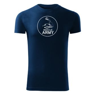 DRAGOWA Fitness-T-Shirt Muscle Army Biceps, blau 180g/m2