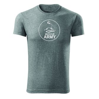 DRAGOWA Fitness-T-Shirt Muscle Army Biceps, grau 180g/m2