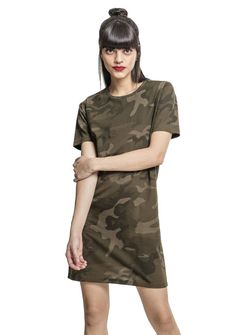 Urban Classics Damenkleid Camouflage, Olive Camo