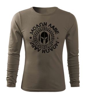 DRAGOWA Fit-T langärmliges T-Shirt Molon Labe, olivgrün 160g/m2