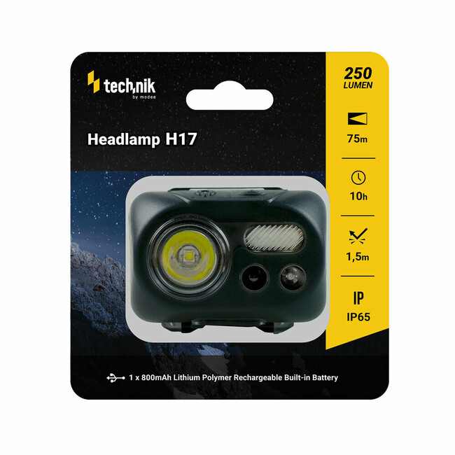 Technik-Stirnlampe mit Gummierung, CREE L2 LED, Micro-USB, Rotlicht